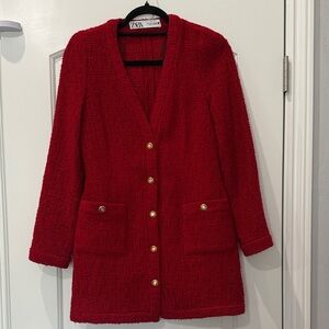 Zara Red Blazer Mini Dress  with Gold Buttons